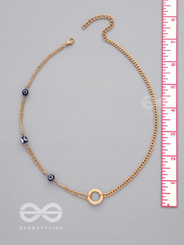 The Fairy Ring- Golden Evil Eye Necklace With Anti-Tarnish Coating 