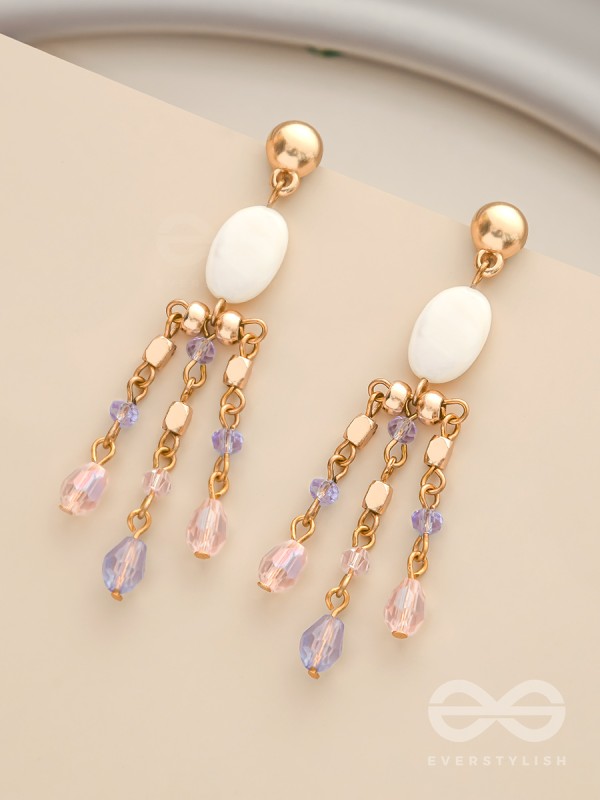 The Dazzling Drizzle- Golden Stone Earrings