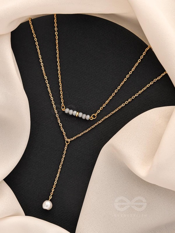 The Drowned Moon- Golden Pearl Layered Necklace With Anti-Tarnish Coating 