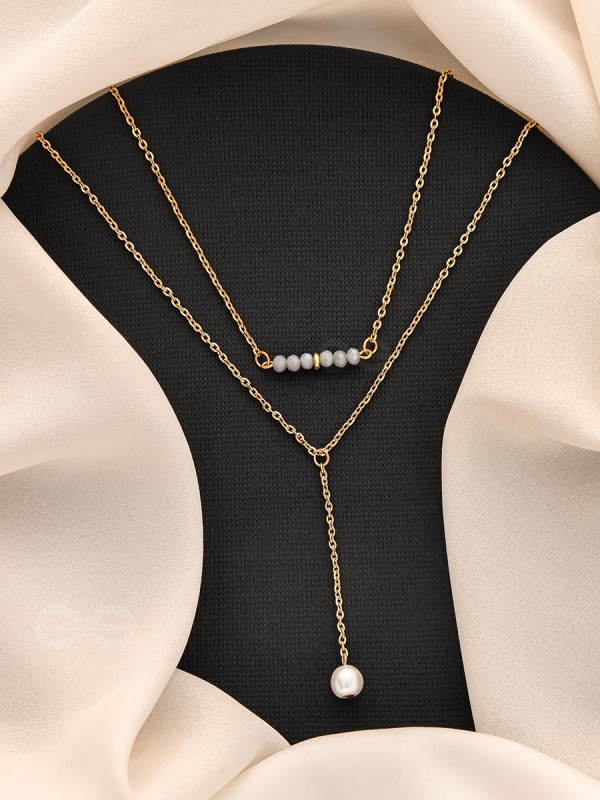 The Drowned Moon- Golden Pearl Layered Necklace With Anti-Tarnish Coating 