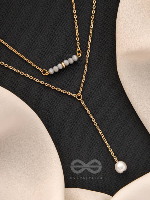 The Drowned Moon- Golden Pearl Layered Necklace With Anti-Tarnish Coating 