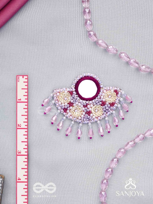 Tevana- The Pleasure Garden- Mirror, Resham and Glass Beads Embroidered Earrings