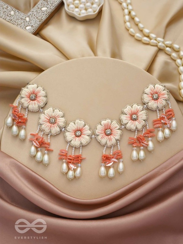 Vinirmita- The Beautiful Garden- Resham, Pearls and Stones Embroidered Choker Necklace