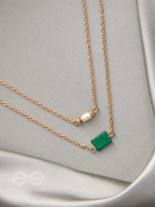 The Jade Shadow- Golden Layered Necklace With Anti-Tarnish Coating 