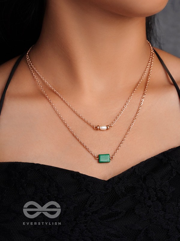 The Jade Shadow- Golden Layered Necklace With Anti-Tarnish Coating 