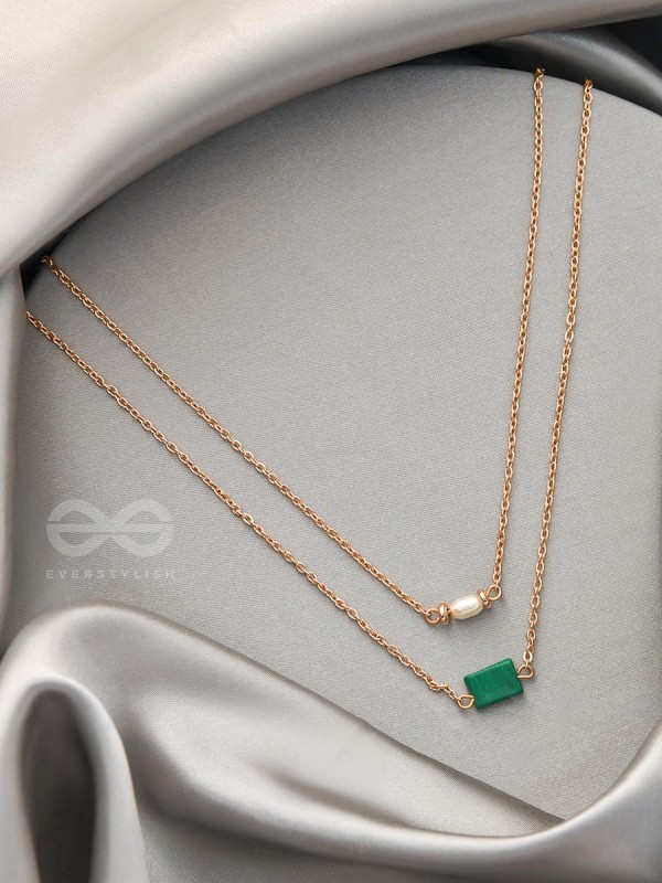 The Jade Shadow- Golden Layered Necklace With Anti-Tarnish Coating 