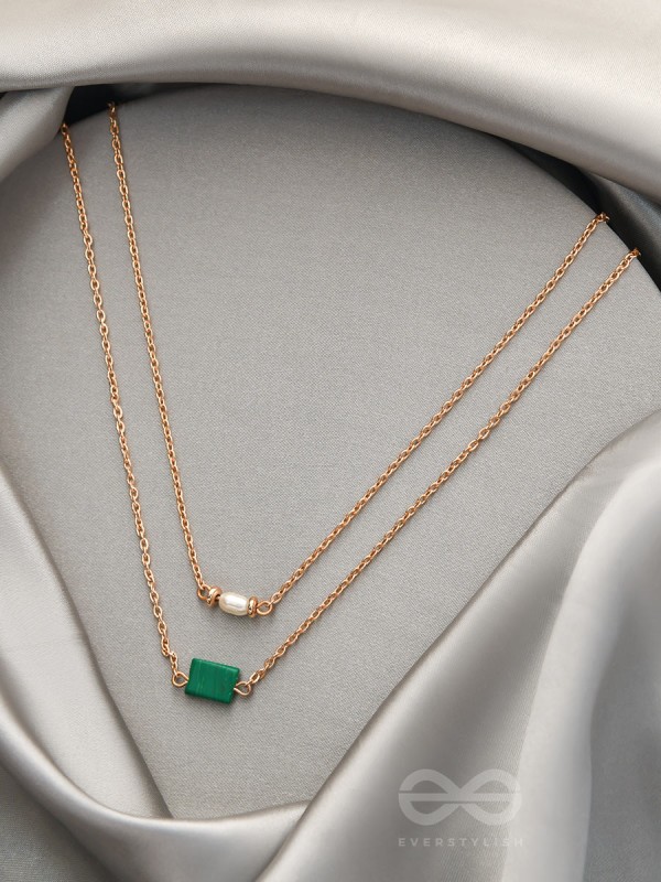 The Jade Shadow- Golden Layered Necklace With Anti-Tarnish Coating 
