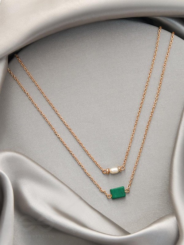 The Jade Shadow- Golden Layered Necklace With Anti-Tarnish Coating 