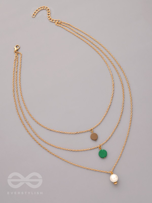 Shades Of Passion- Golden Pearl Layered Necklace With Anti-Tarnish Coating 