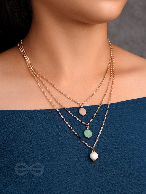 Shades Of Passion- Golden Pearl Layered Necklace With Anti-Tarnish Coating 