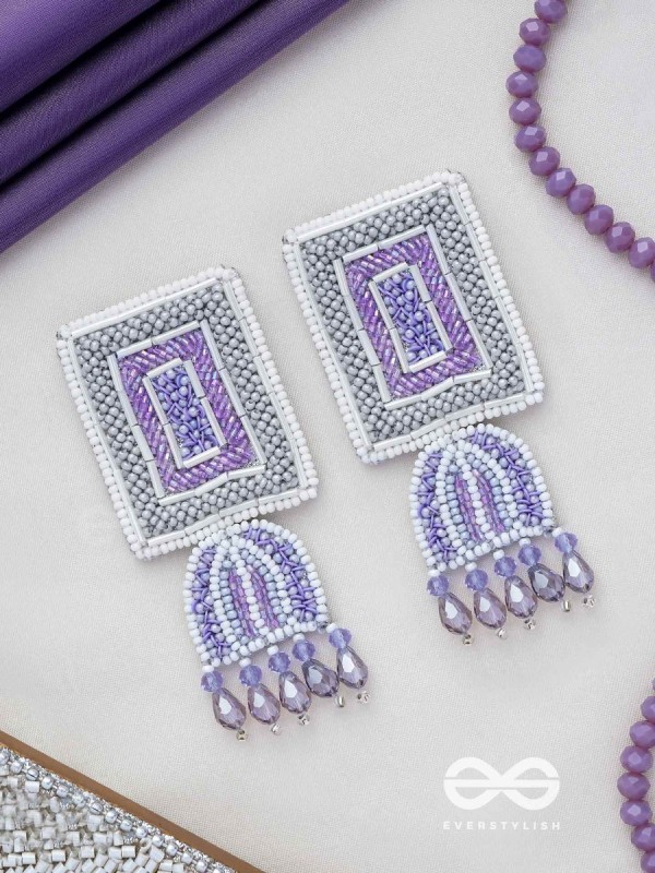 Haarya- The Beautiful Bell- Beads and Glass Drops Embroidered Earrings