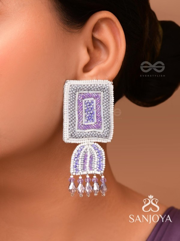 Haarya- The Beautiful Bell- Beads and Glass Drops Embroidered Earrings