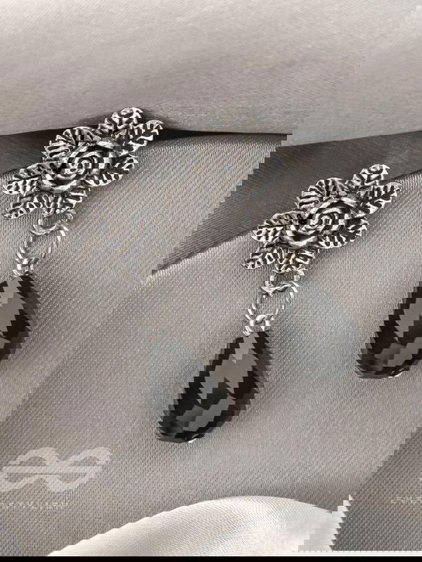 The Frosted Flower- Tiny Trinket Earrings (Ebony Black)