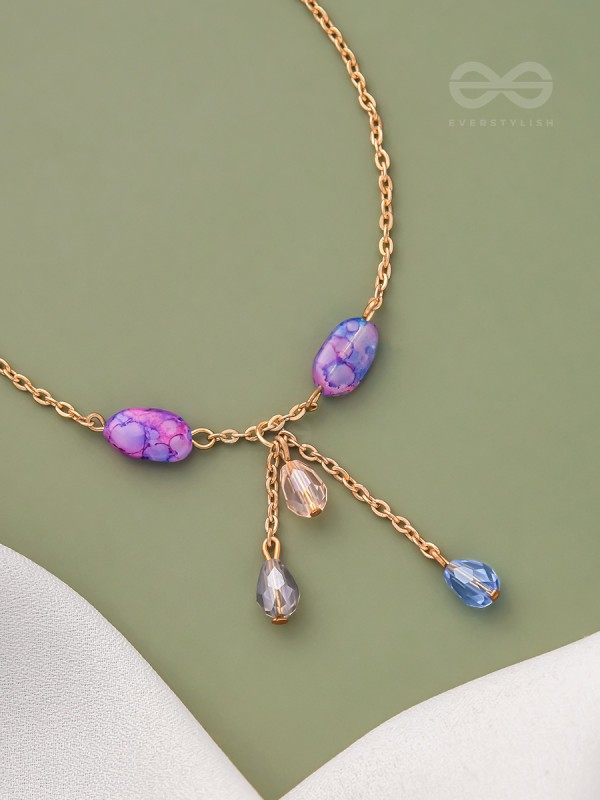 The Purple Moon- Golden Stones and Beads Bracelet