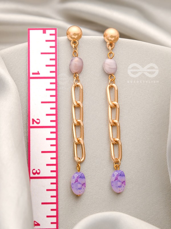 THE CHAIN OF GLORY- GOLDEN EMBELLISHED EARRINGS (ORCHID PURPLE)