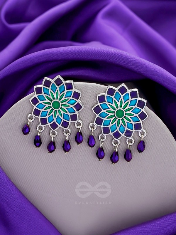 The Midnight Sun- Silver Enamelled Earrings