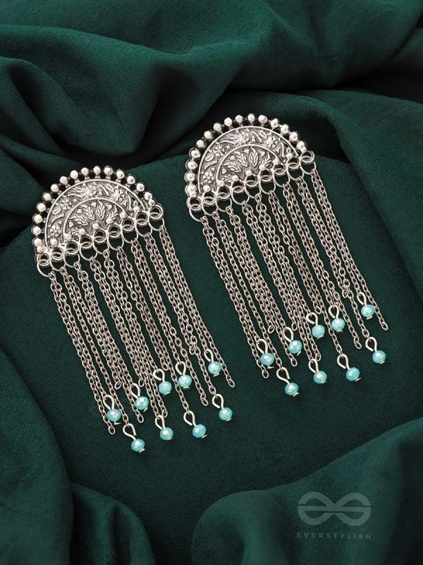 The Frozen Cascade- Oxidized Beads Earrings