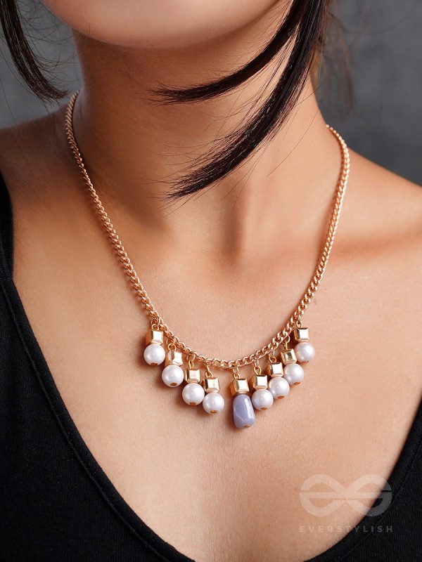 Glowing Lanterns- Golden Pearls Necklace With Anti-Tarnish Coating 