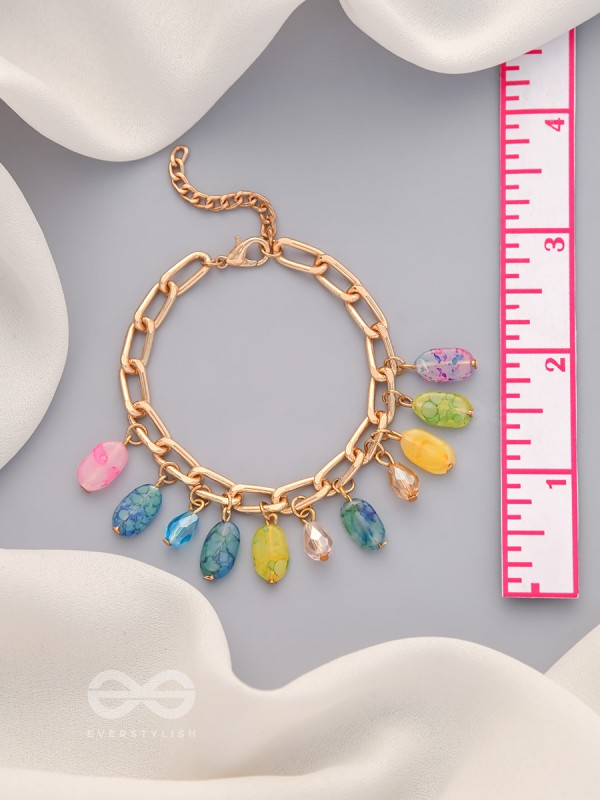 The Rainbow Drops- Golden Embellished Bracelet