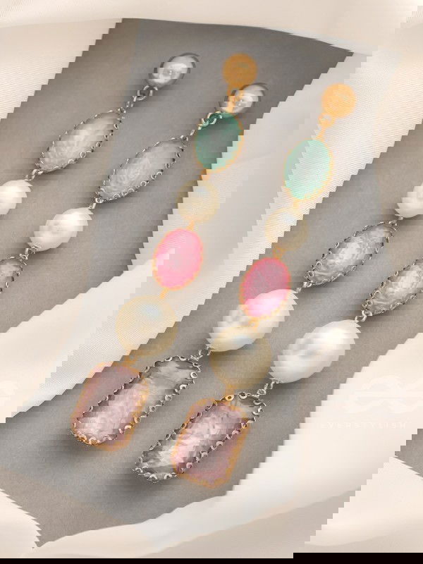 The Fairy Floss- Golden Embellished Earrings