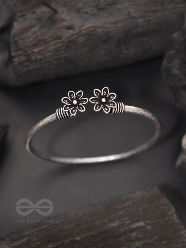 The Early Bloomer- Oxidised Bangle Bracelet
