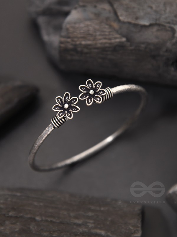 The Early Bloomer- Oxidised Bangle Bracelet