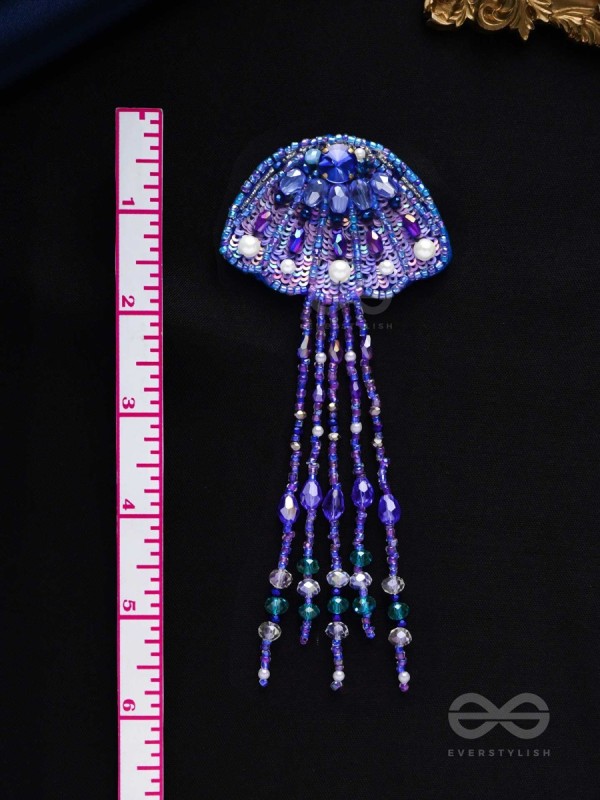 Nidusha- The Enigmatic Fish - Stones and Sequins Embroidered Earrings