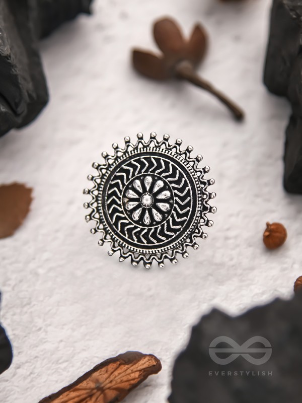 The Moonlit Fantasy- Oxidised Statement Ring