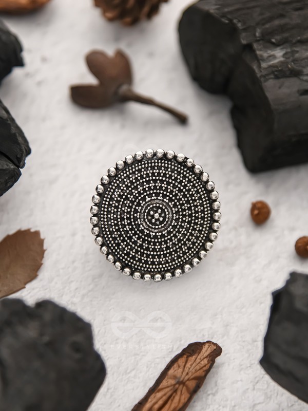 The Raven Halo- Oxidised Statement Ring