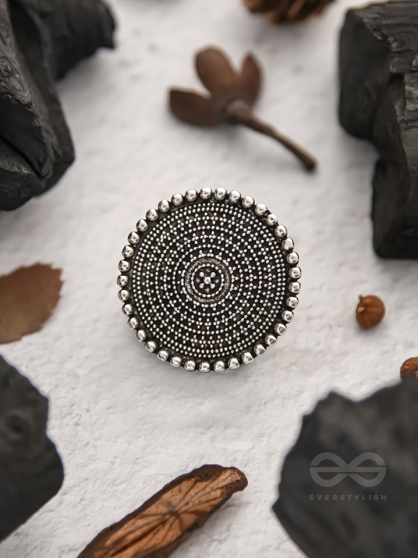 The Raven Halo- Oxidised Statement Ring