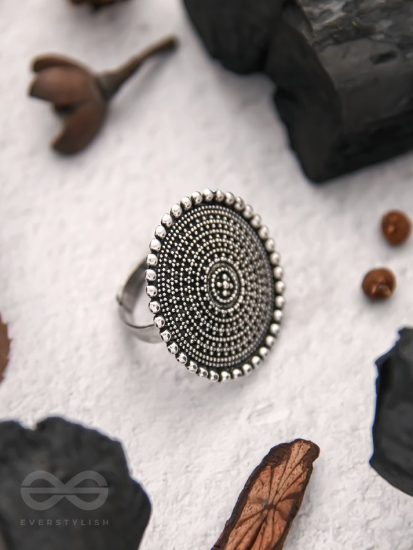 The Raven Halo- Oxidised Statement Ring