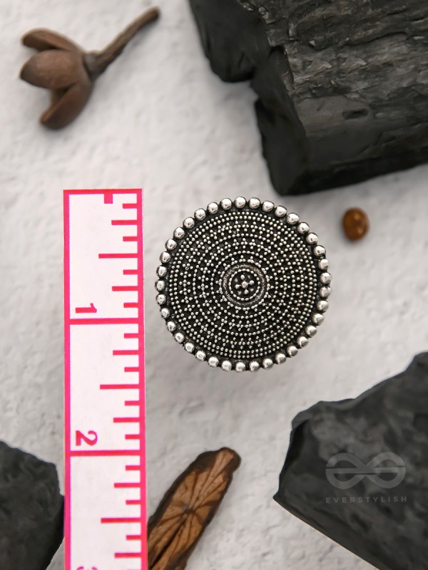 The Raven Halo- Oxidised Statement Ring