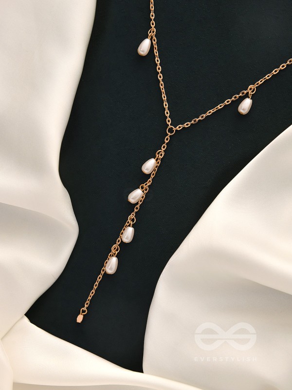 The Daisy Branch- Golden Pearl Necklace With Anti-Tarnish Coating 