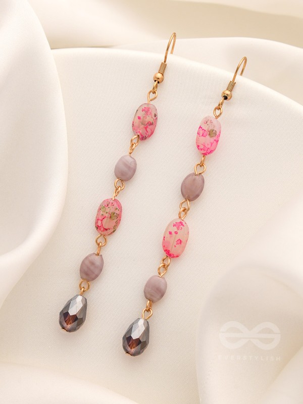 Drops of Chroma- Golden Embellished Earrings