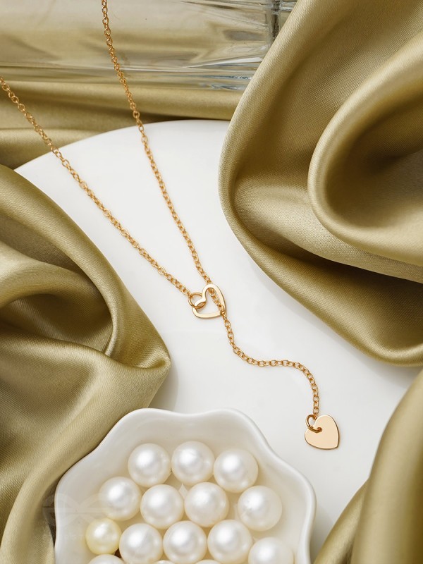 The Fallen Heart- Embellished Golden Necklace With Anti-Tarnish Coating 