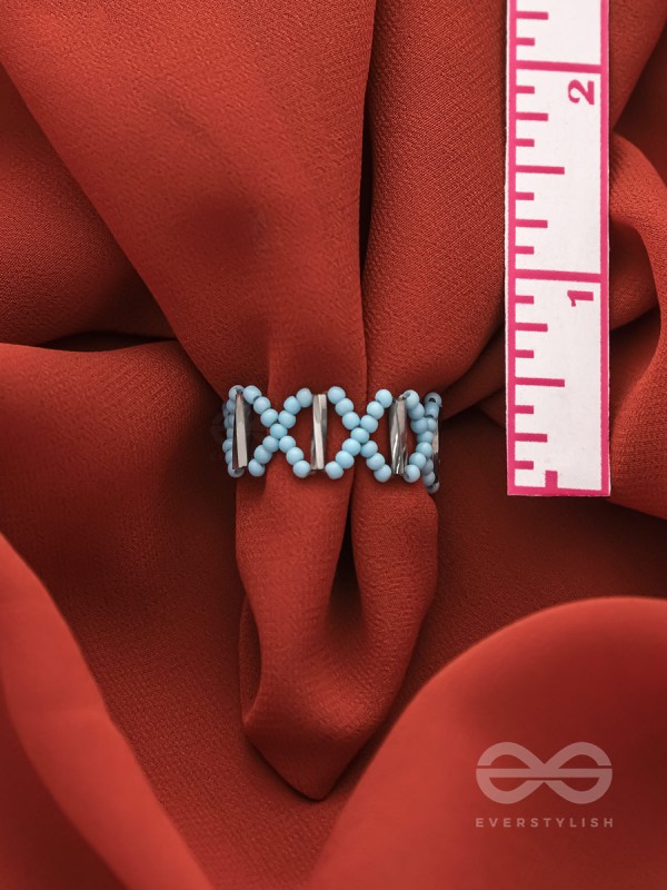 The Color Pop- Stretchable Arctic Blue Beaded Ring