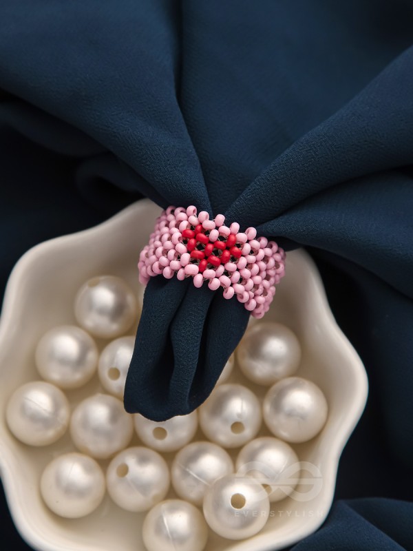 The Crimson Heart- Stretchable Lavender Beaded Ring