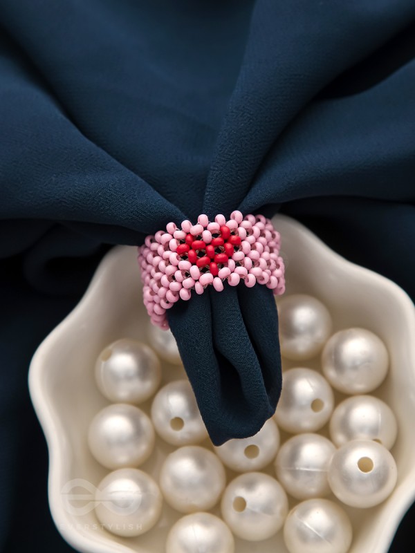 The Crimson Heart- Stretchable Lavender Beaded Ring