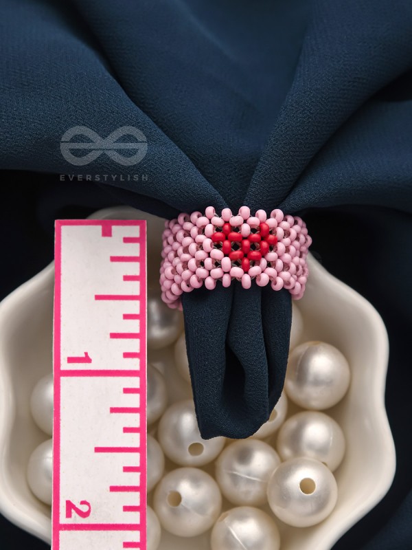 The Crimson Heart- Stretchable Lavender Beaded Ring