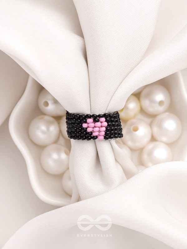 The Midnight Sky- Black Beaded Ring