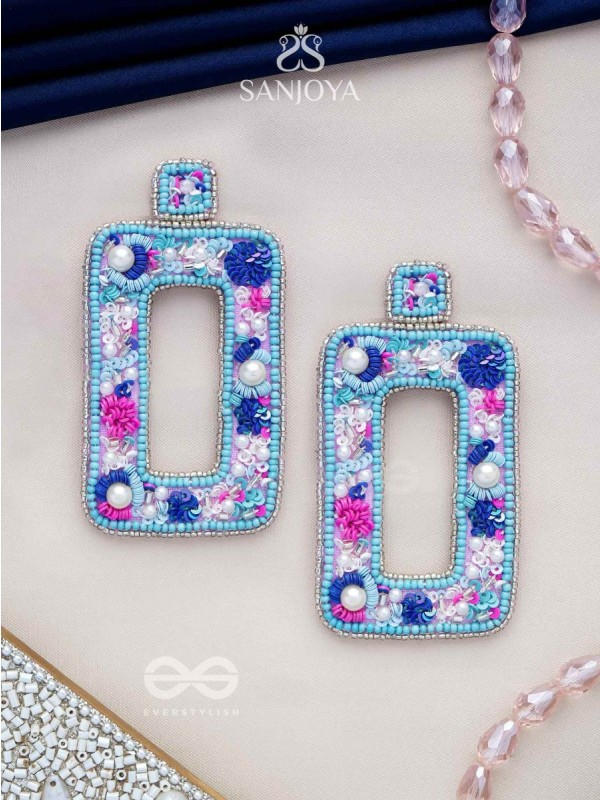Hiranyada - The Ocean Treasure - Pearls, Beads And Sequins Hand Embroidered Earrings