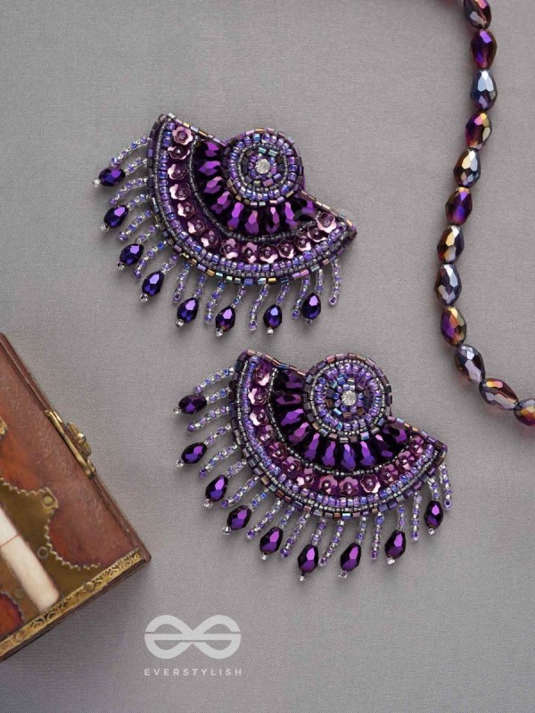 Amaati- The Blue Moon- Stones and Sequins Embroidered Earrings