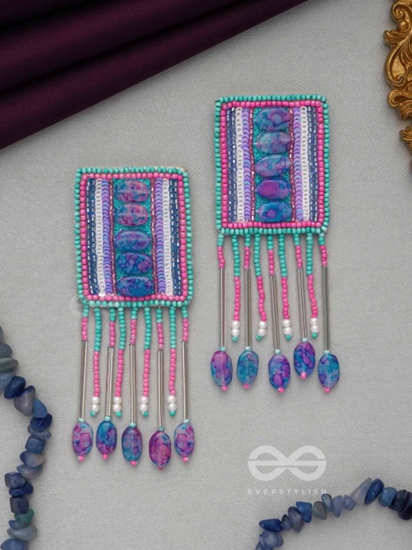 Adhvan- The Stony Path- Stones, Sequins and Beads Embroidered Earrings