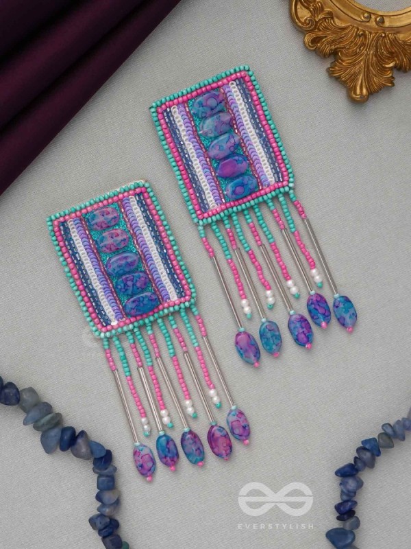 Adhvan- The Stony Path- Stones, Sequins and Beads Embroidered Earrings