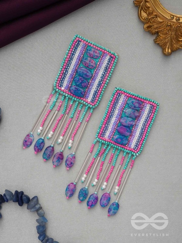 Adhvan- The Stony Path- Stones, Sequins and Beads Embroidered Earrings