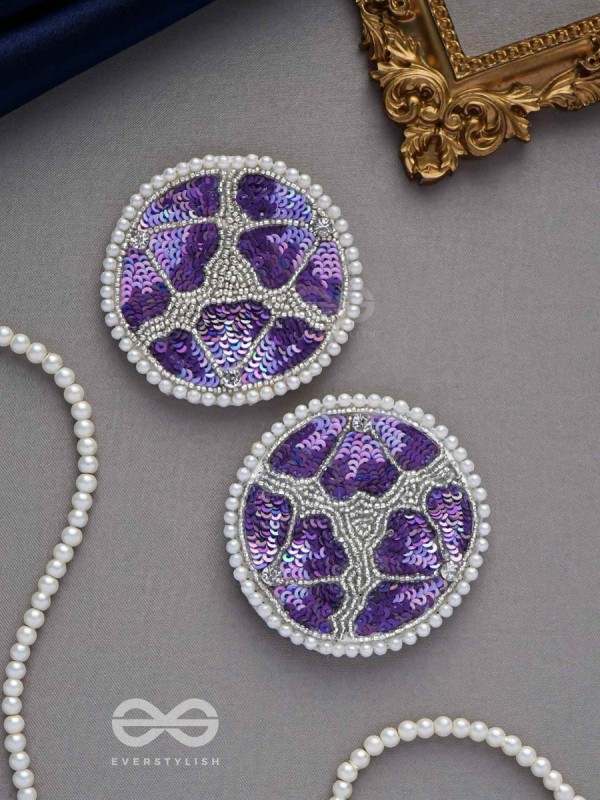 Samstara- Adorned with Flowers- Stones, Beads and Sequins Embroidered Earrings
