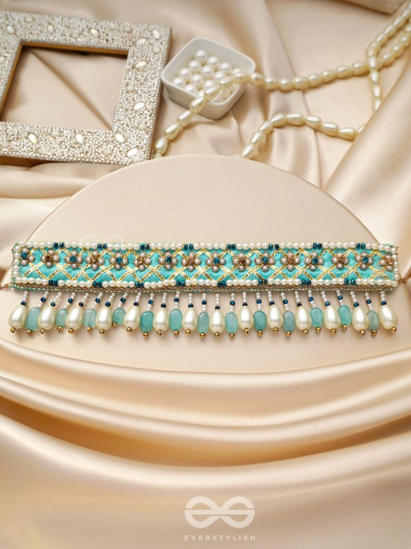 Dhrti - A Mythical Shore - Pearls And Beads Hand Embroidered Choker Necklace