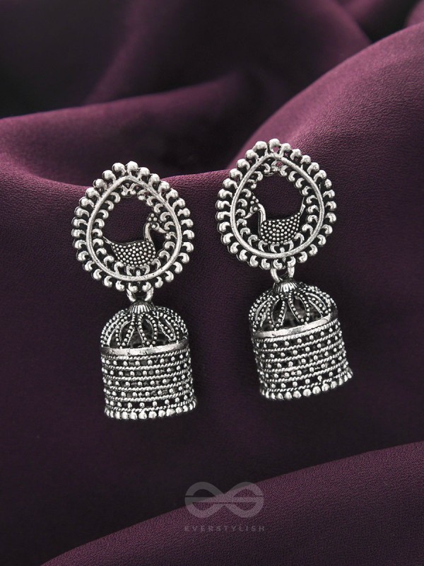 The Heavenly Swing- Oxidised Jhumka Earrings