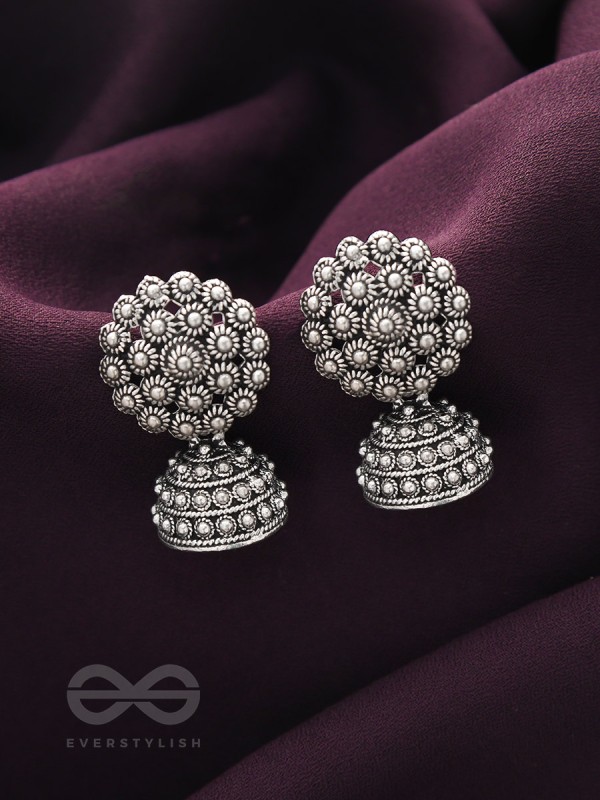 The Snowy Forest - Oxidised Jhumka Earrings