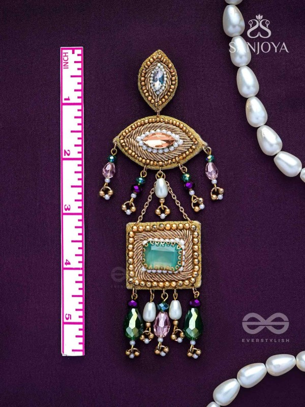 Akshan- The Divine Eye- Pearls and Stones Embroidered Earrings 